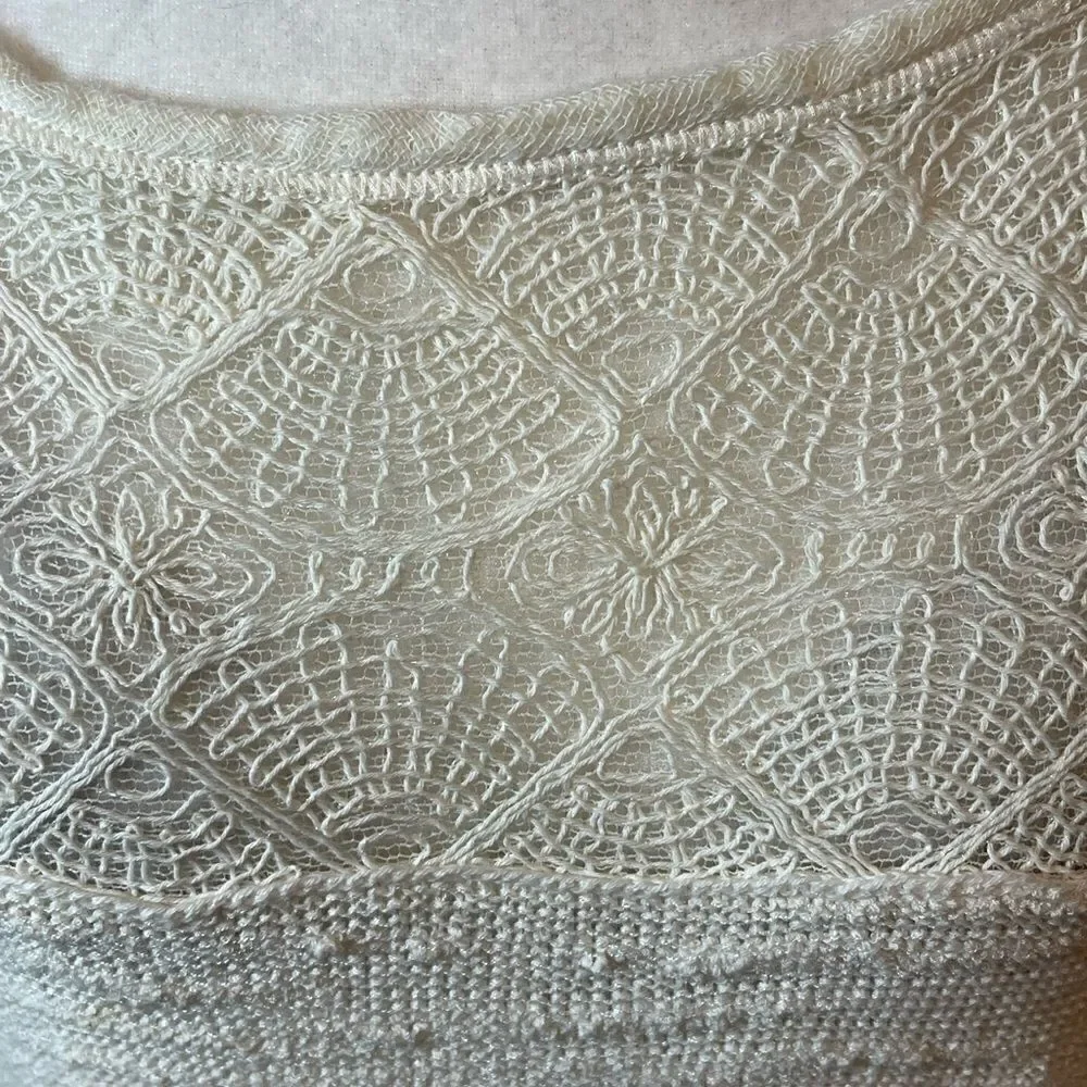 FREE PEOPLE Kristobel Ruffled Sweater, Cream, size Medium